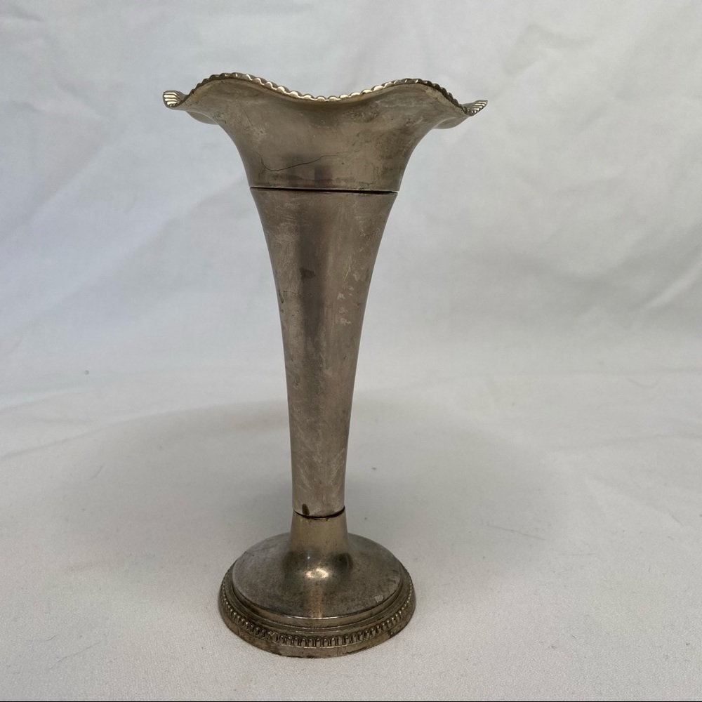Vintage Pewter Tulip Style Candle Stick Holder Vase